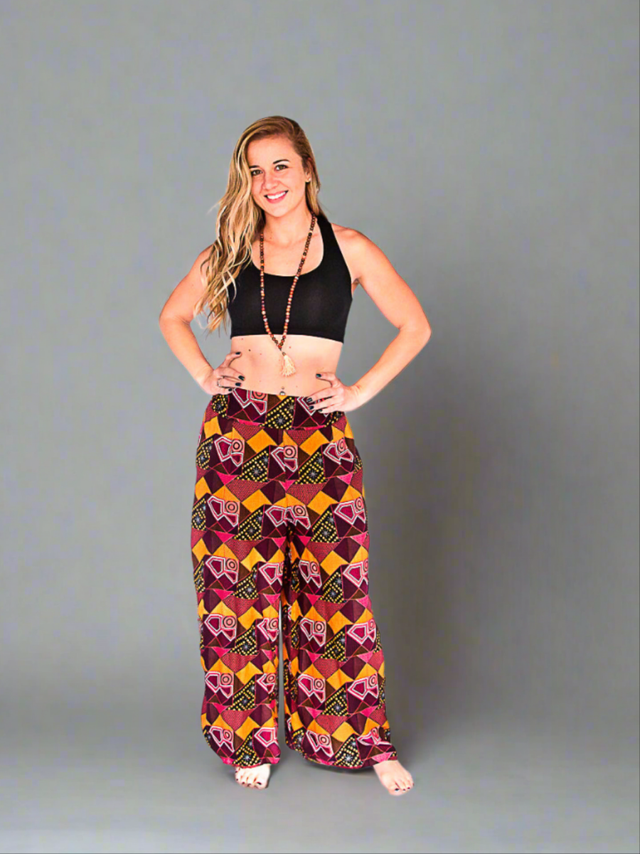 Palazzo Pants in Retro Red-The High Thai-The High Thai-Yoga Pants-Harem Pants-Hippie Clothing-San Diego