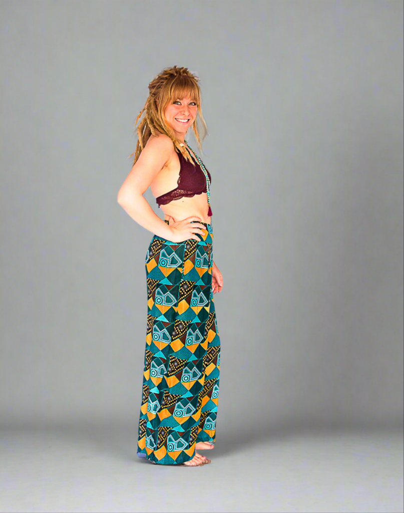 Palazzo Pants in Retro Turquoise-The High Thai-The High Thai-Yoga Pants-Harem Pants-Hippie Clothing-San Diego