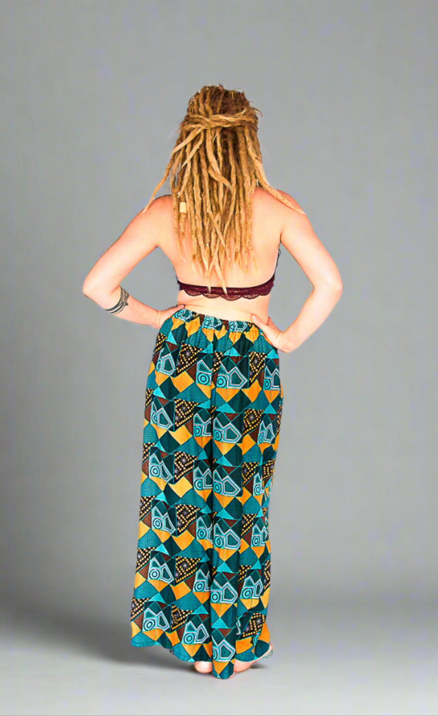 Palazzo Pants in Retro Turquoise-The High Thai-The High Thai-Yoga Pants-Harem Pants-Hippie Clothing-San Diego