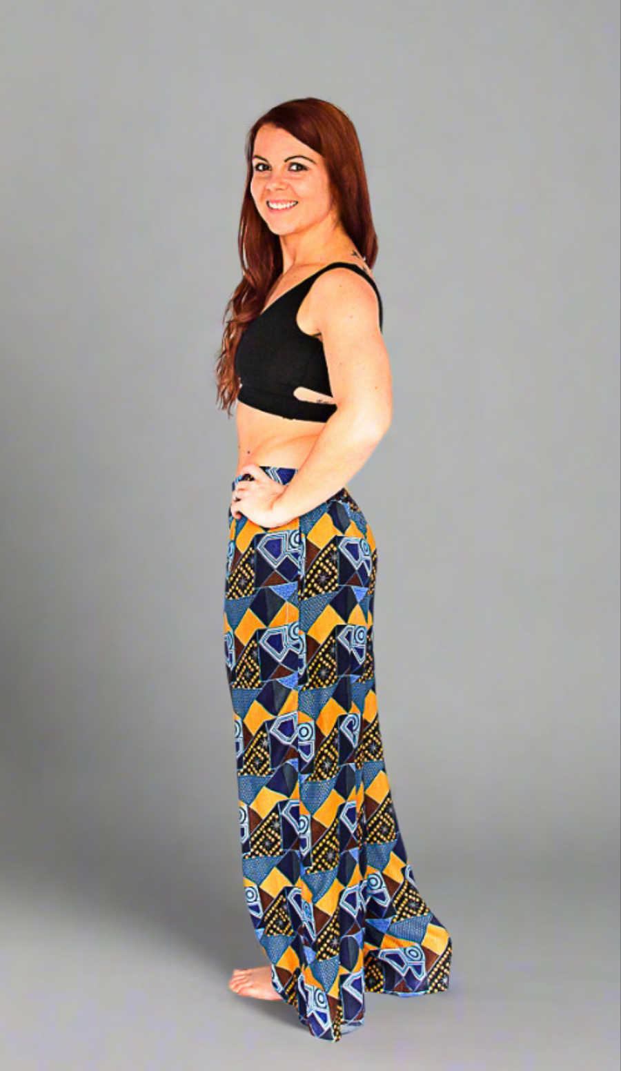 Palazzo Pants in Retro Blue-The High Thai-The High Thai-Yoga Pants-Harem Pants-Hippie Clothing-San Diego