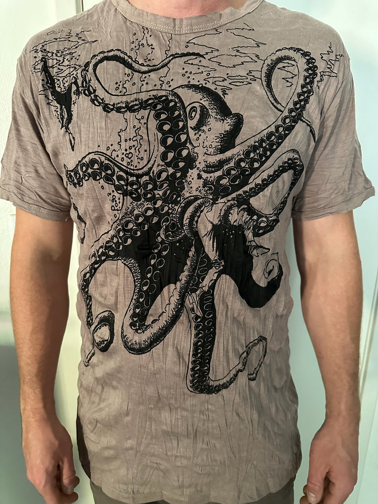 Men's Printed Octopus T-Shirt-The High Thai-The High Thai-Yoga Pants-Harem Pants-Hippie Clothing-San Diego