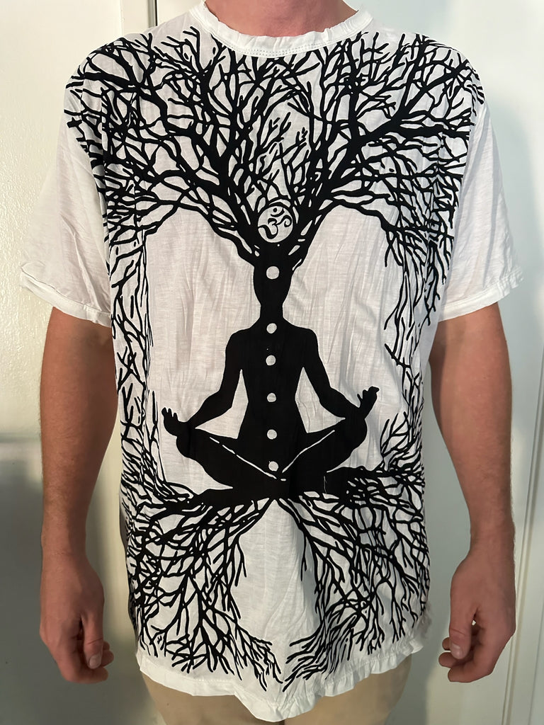 Men's Printed Meditation Tree T-Shirt-The High Thai-The High Thai-Yoga Pants-Harem Pants-Hippie Clothing-San Diego