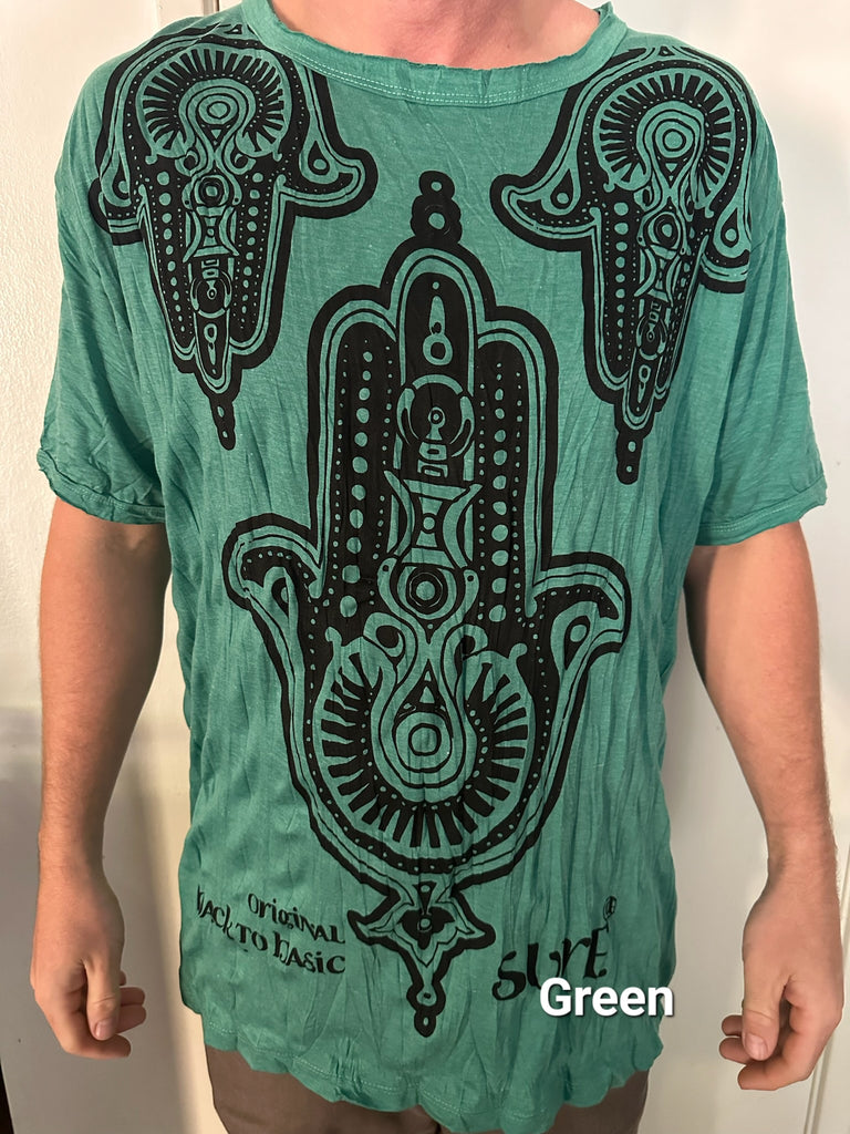 Men's Printed Hand of Hamsa T-Shirt-The High Thai-The High Thai-Yoga Pants-Harem Pants-Hippie Clothing-San Diego
