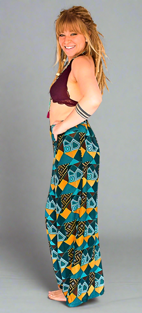 Palazzo Pants in Retro Turquoise-The High Thai-The High Thai-Yoga Pants-Harem Pants-Hippie Clothing-San Diego