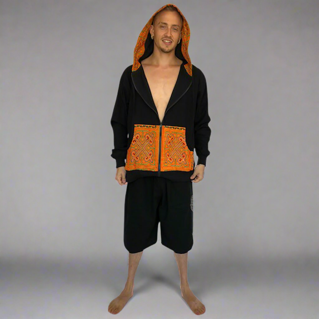 Tribal Hoody with Hmong Fabric Back-The High Thai-The High Thai-Yoga Pants-Harem Pants-Hippie Clothing-San Diego