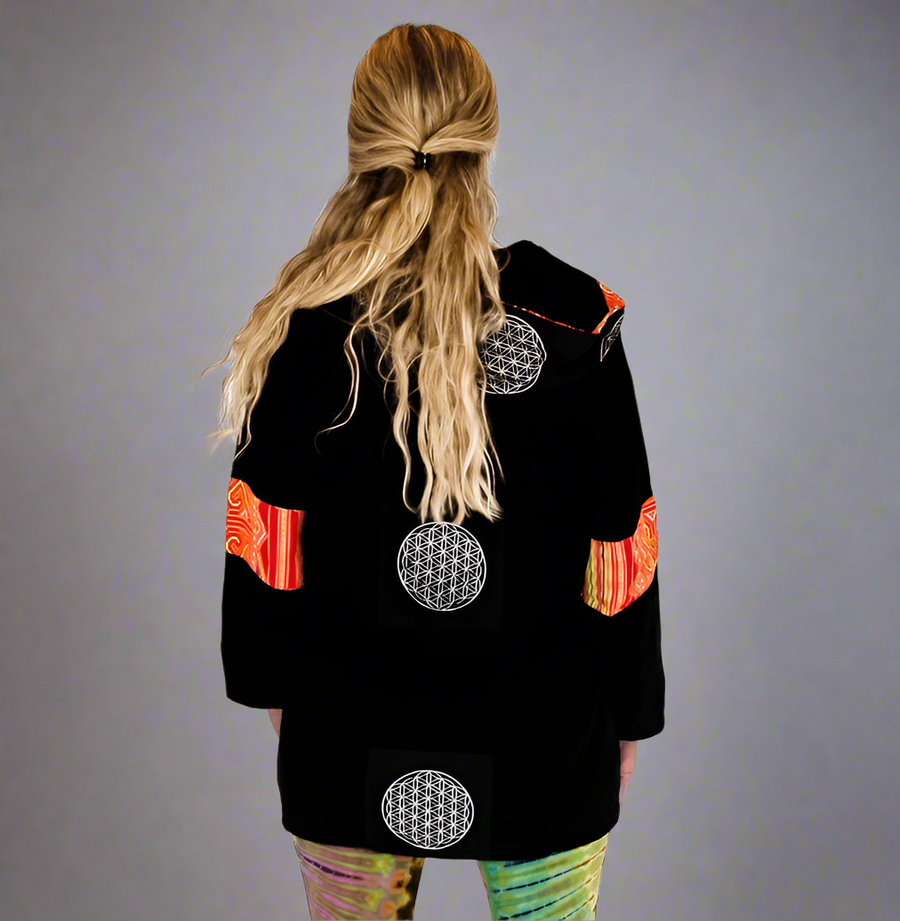 Tribal Button Down Flower of Life Jacket-The High Thai-The High Thai-Yoga Pants-Harem Pants-Hippie Clothing-San Diego