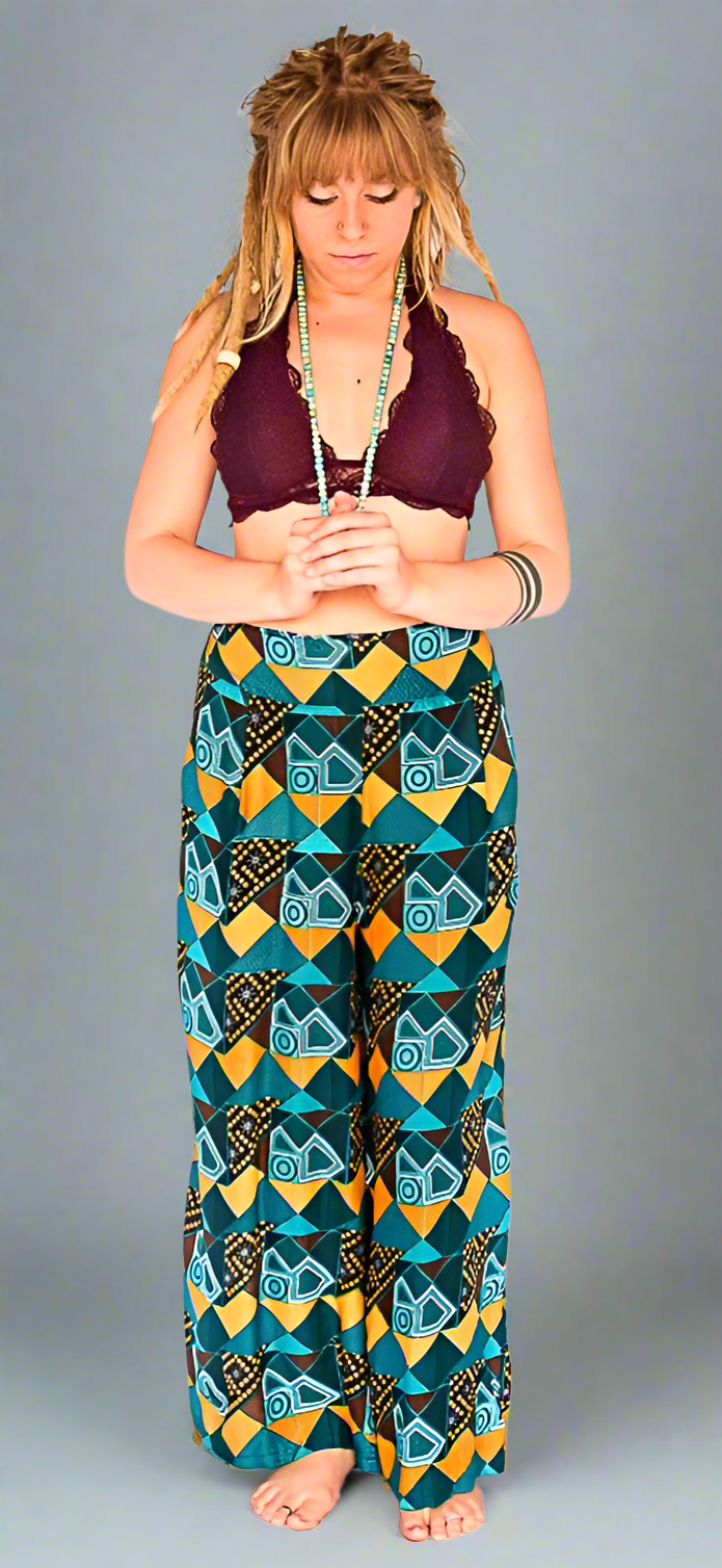 Palazzo Pants in Retro Turquoise-The High Thai-The High Thai-Yoga Pants-Harem Pants-Hippie Clothing-San Diego