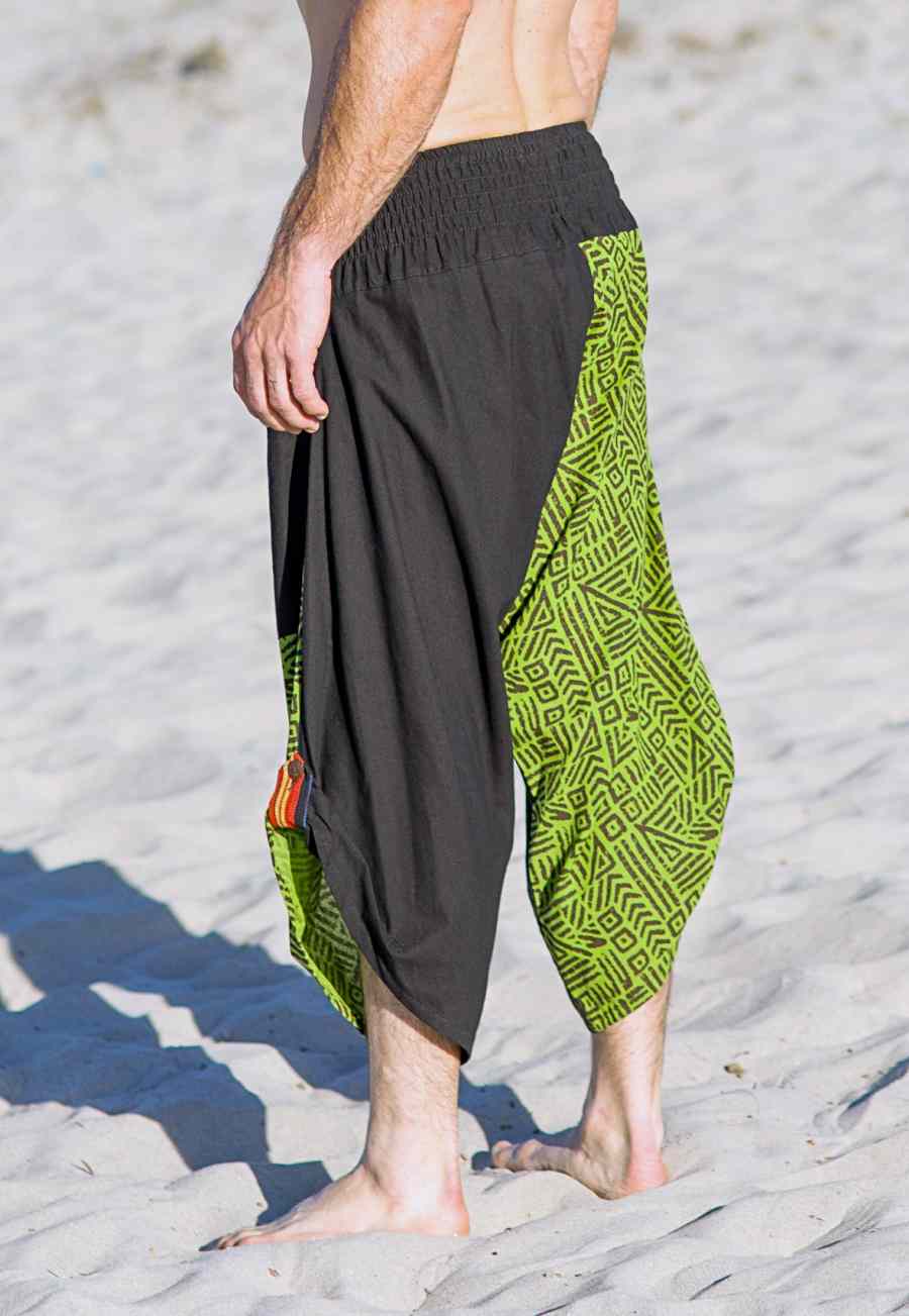 Samurai Elastic Shorts in Lime Light-The High Thai-The High Thai-Yoga Pants-Harem Pants-Hippie Clothing-San Diego