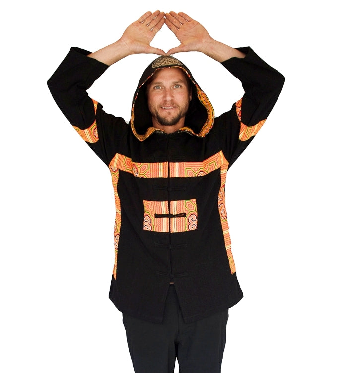 Tribal Flower of Life Jacket with a back patch in Black-The High Thai-The High Thai-Yoga Pants-Harem Pants-Hippie Clothing-San Diego