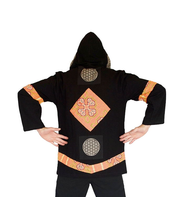 Tribal Flower of Life Jacket in Black-The High Thai-The High Thai-Yoga Pants-Harem Pants-Hippie Clothing-San Diego