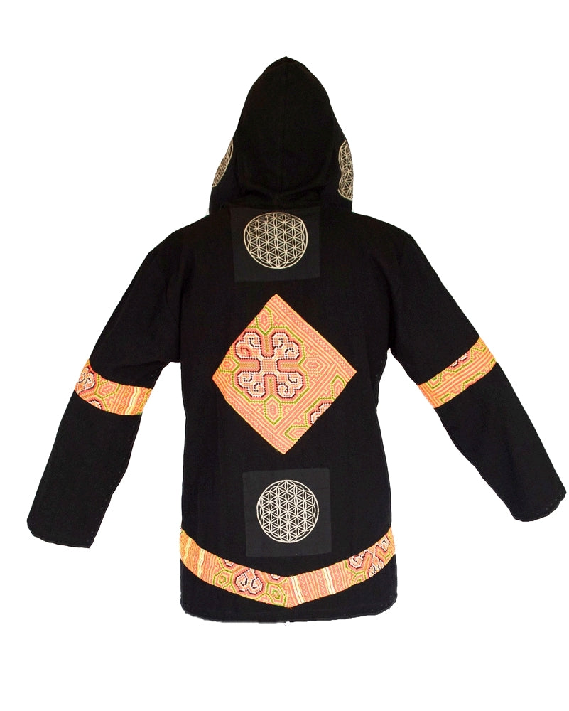 Tribal Flower of Life Jacket in Black-The High Thai-The High Thai-Yoga Pants-Harem Pants-Hippie Clothing-San Diego