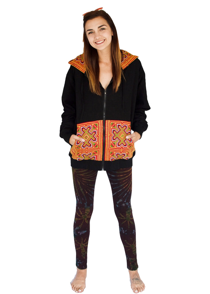 Tribal Hoody with Hmong Fabric Back-The High Thai-The High Thai-Yoga Pants-Harem Pants-Hippie Clothing-San Diego