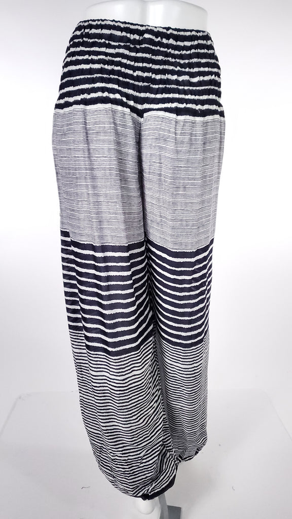Striped Straight Leg Harem Pants In Dark Blue-The High Thai-The High Thai-Yoga Pants-Harem Pants-Hippie Clothing-San Diego