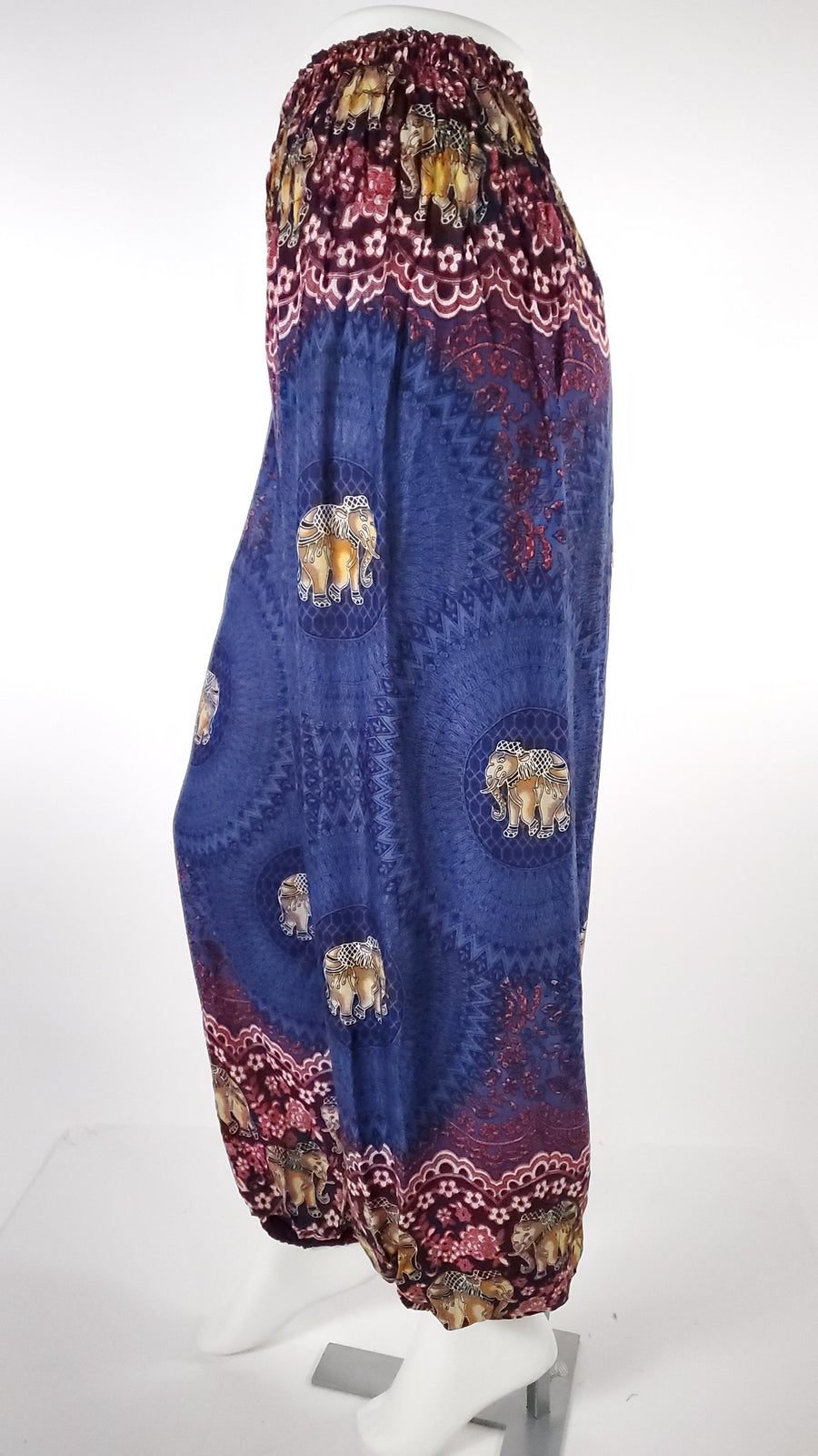 Elephant Design Straight Leg Harem Pants in Blue-The High Thai-The High Thai-Yoga Pants-Harem Pants-Hippie Clothing-San Diego