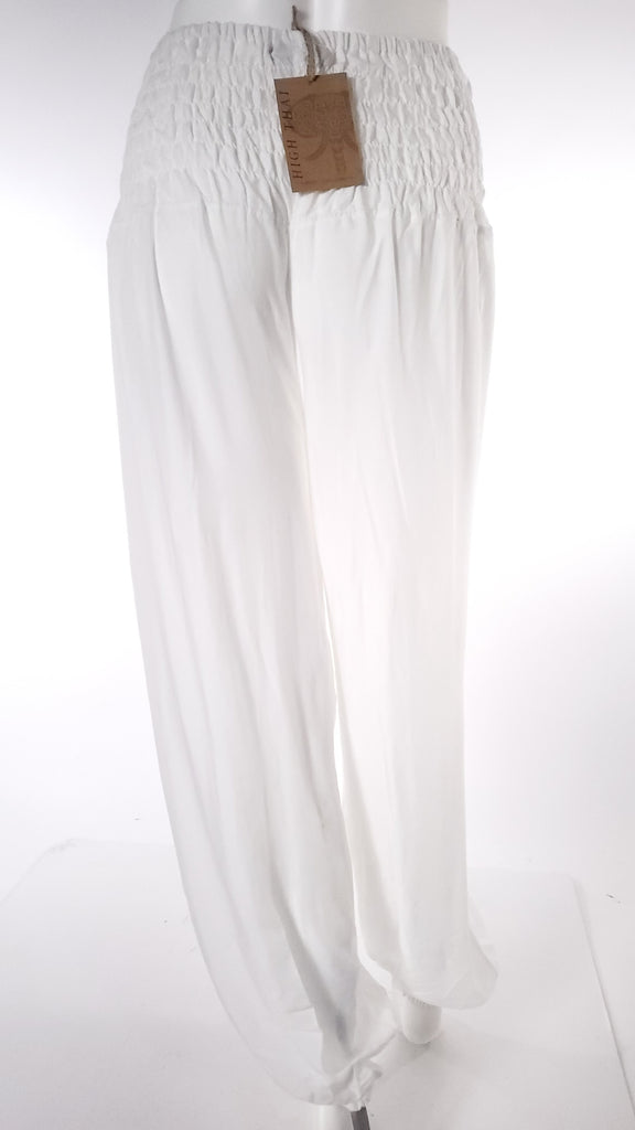 Straight Leg Harem Pants In Solid White-The High Thai-The High Thai-Yoga Pants-Harem Pants-Hippie Clothing-San Diego