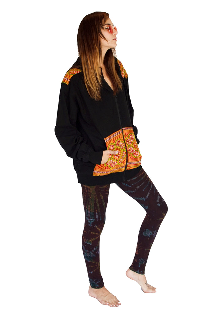 Tribal Hoody with Hmong Fabric Shoulders-The High Thai-The High Thai-Yoga Pants-Harem Pants-Hippie Clothing-San Diego