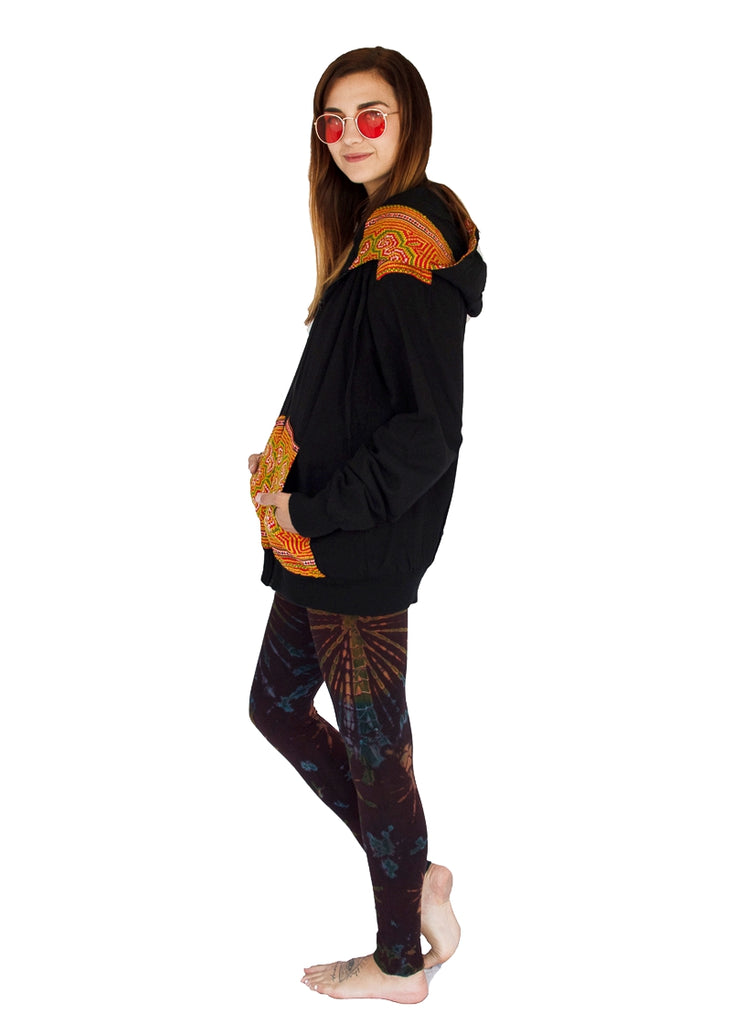 Tribal Hoody with Hmong Fabric Shoulders-The High Thai-The High Thai-Yoga Pants-Harem Pants-Hippie Clothing-San Diego