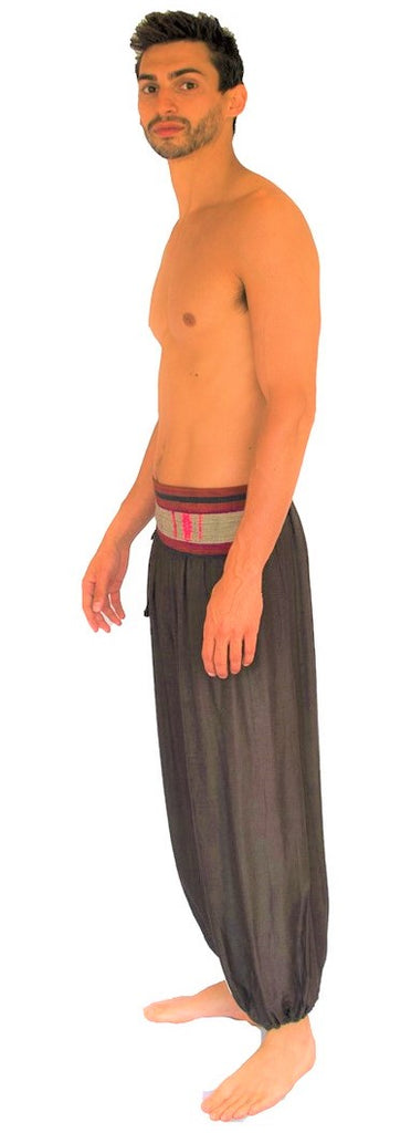 Men's Aladdin Pants in Brown-The High Thai-The High Thai-Yoga Pants-Harem Pants-Hippie Clothing-San Diego