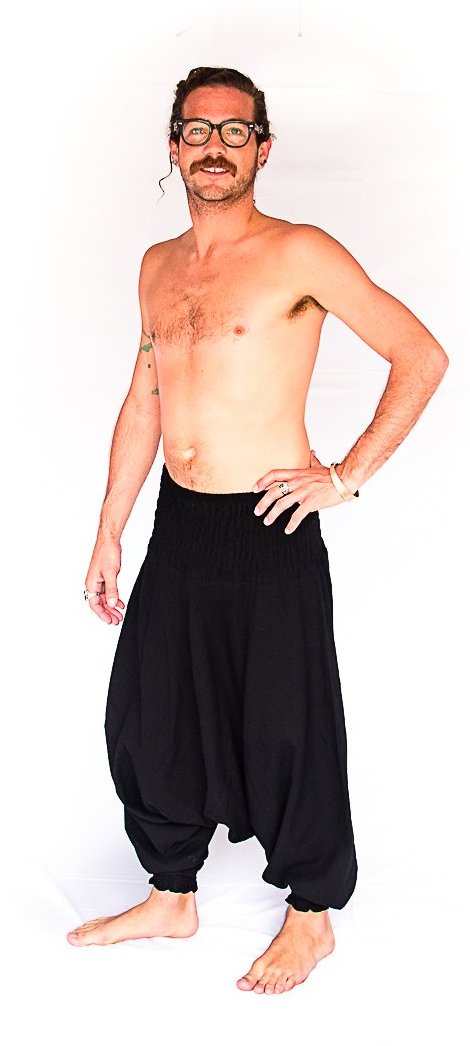 Men's Low Cut Harem Pants in Black-The High Thai-The High Thai-Yoga Pants-Harem Pants-Hippie Clothing-San Diego