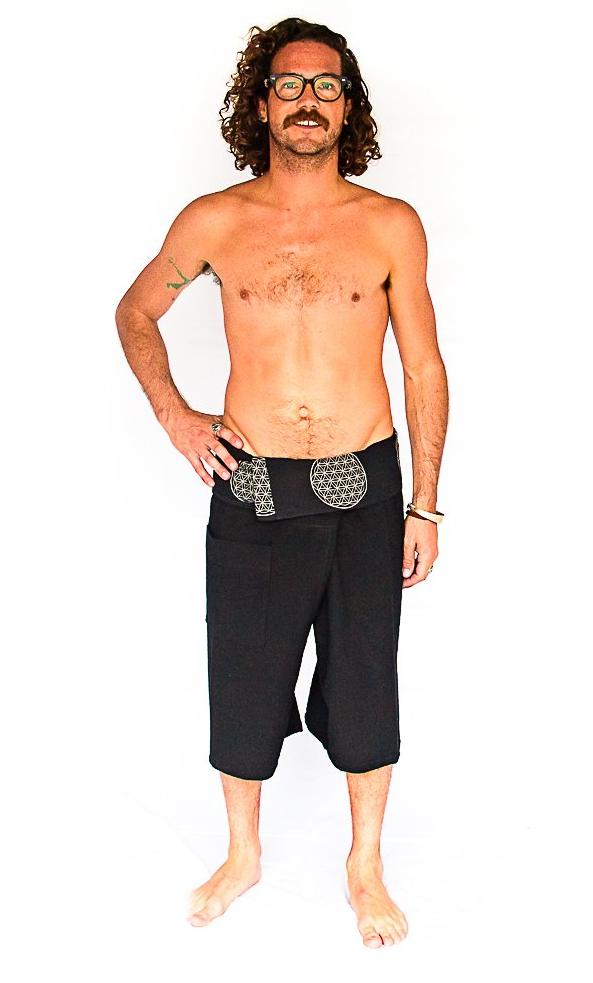 Flower of Life Fisherman Shorts in Black-The High Thai-The High Thai-Yoga Pants-Harem Pants-Hippie Clothing-San Diego
