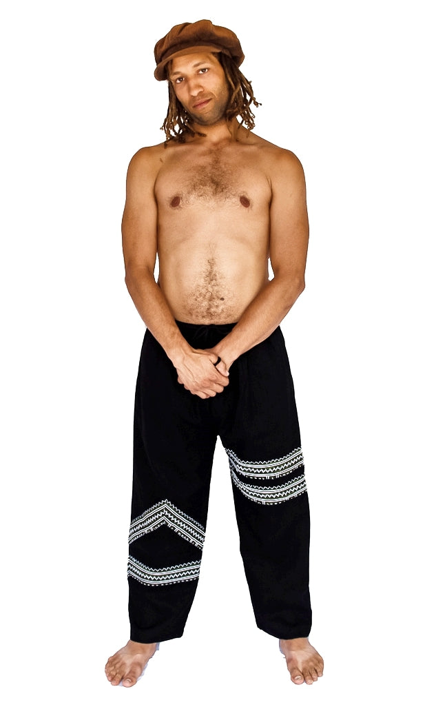 Tribal Sacred Line Hemp Pants Black and White-The High Thai-The High Thai-Yoga Pants-Harem Pants-Hippie Clothing-San Diego