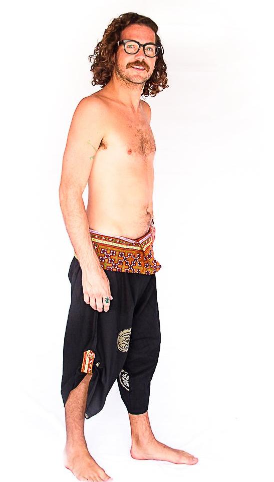 Samurai Fisherman Shorts in Black Splash-The High Thai-The High Thai-Yoga Pants-Harem Pants-Hippie Clothing-San Diego