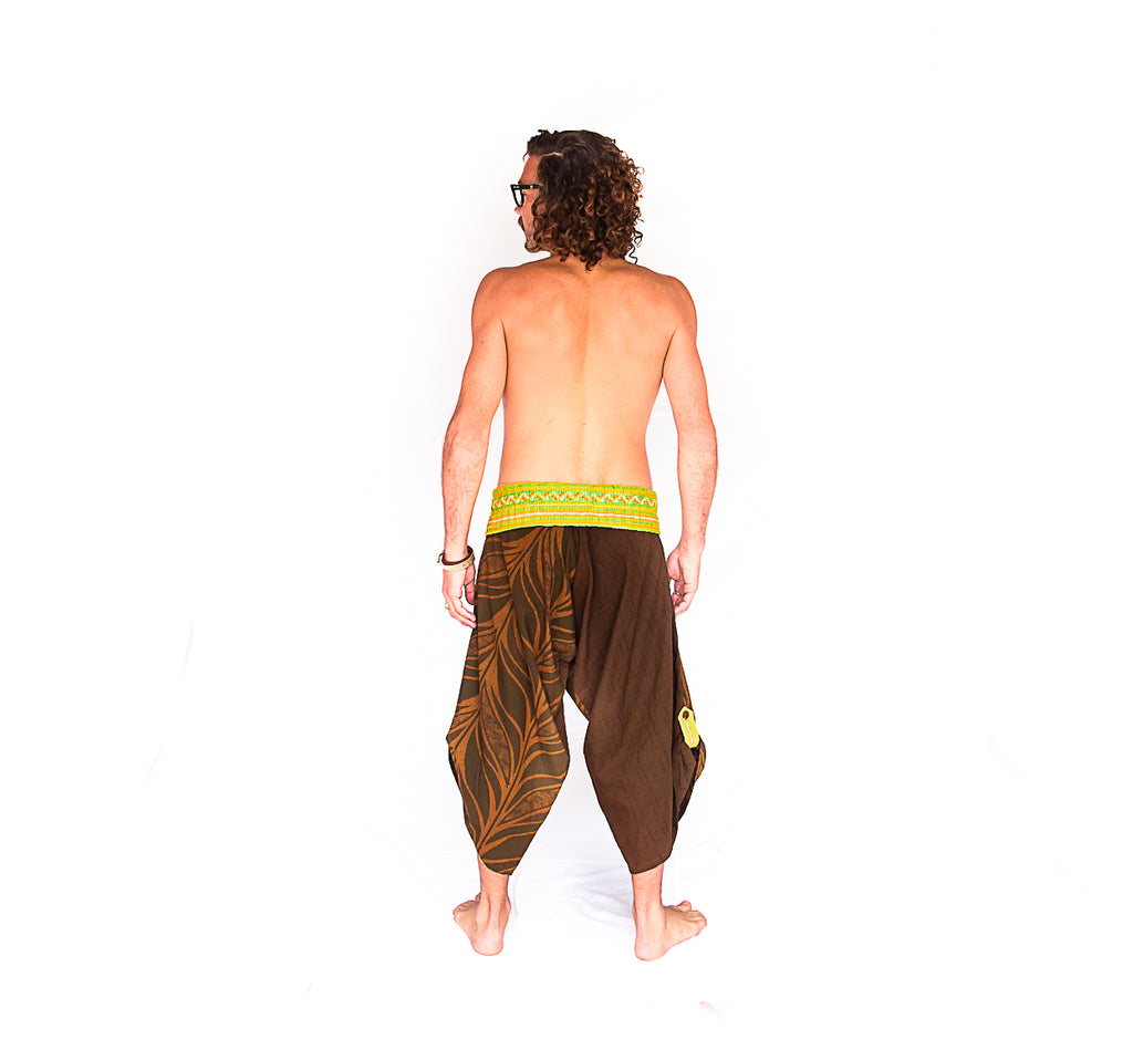 Samurai Fisherman Shorts in Brown Branch-The High Thai-The High Thai-Yoga Pants-Harem Pants-Hippie Clothing-San Diego