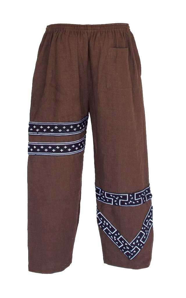 Tribal Sacred Line Hemp Pants Brown-The High Thai-The High Thai-Yoga Pants-Harem Pants-Hippie Clothing-San Diego