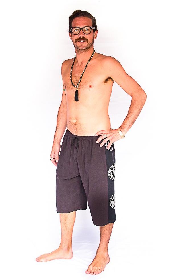 Flower of Life Lounge Shorts in Brown-The High Thai-The High Thai-Yoga Pants-Harem Pants-Hippie Clothing-San Diego