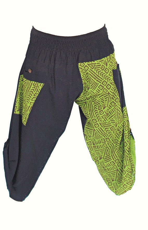 Samurai Elastic Shorts in Lime Light-The High Thai-The High Thai-Yoga Pants-Harem Pants-Hippie Clothing-San Diego