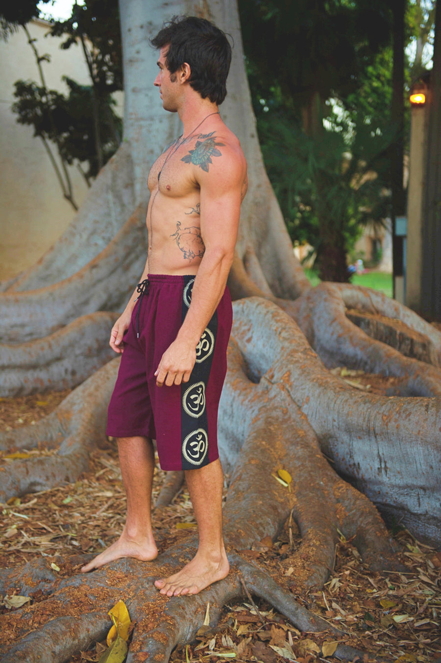 Om Lounge Shorts in Red-The High Thai-The High Thai-Yoga Pants-Harem Pants-Hippie Clothing-San Diego