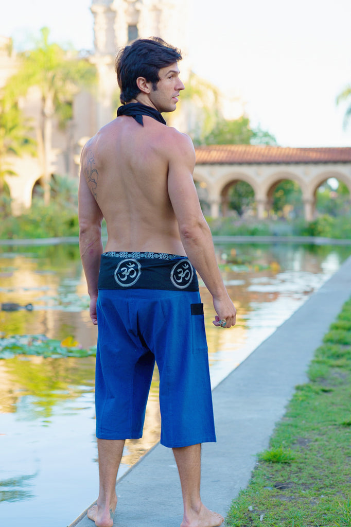 Om Fisherman Shorts in Blue-The High Thai-The High Thai-Yoga Pants-Harem Pants-Hippie Clothing-San Diego
