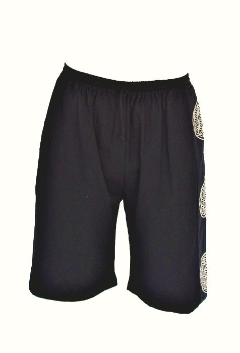 Flower of Life Lounge Shorts in Black-The High Thai-The High Thai-Yoga Pants-Harem Pants-Hippie Clothing-San Diego