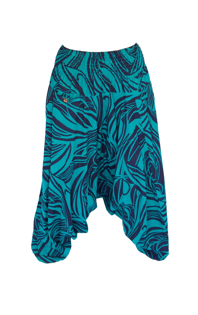 Women's Low Cut Harem Pants in Ocean Swirl-The High Thai-The High Thai-Yoga Pants-Harem Pants-Hippie Clothing-San Diego