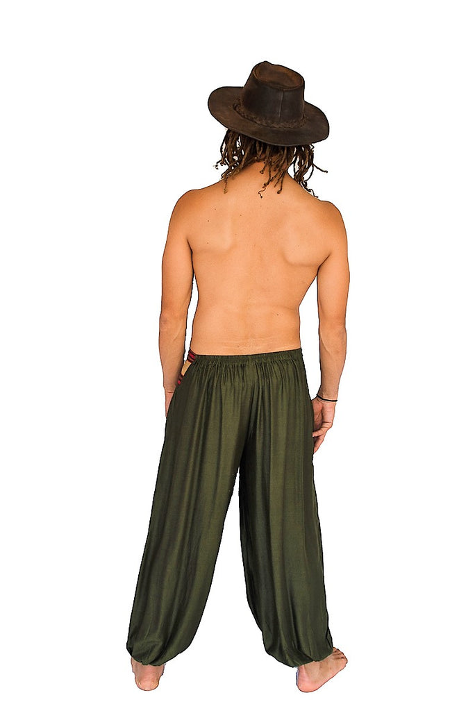 Men's Aladdin Pants in Green-The High Thai-The High Thai-Yoga Pants-Harem Pants-Hippie Clothing-San Diego