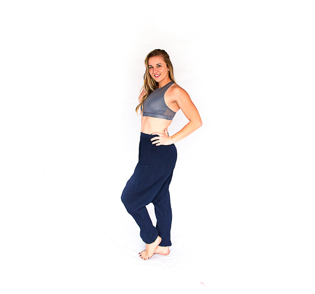 Mid Cut Harem Pants in Navy-The High Thai-The High Thai-Yoga Pants-Harem Pants-Hippie Clothing-San Diego