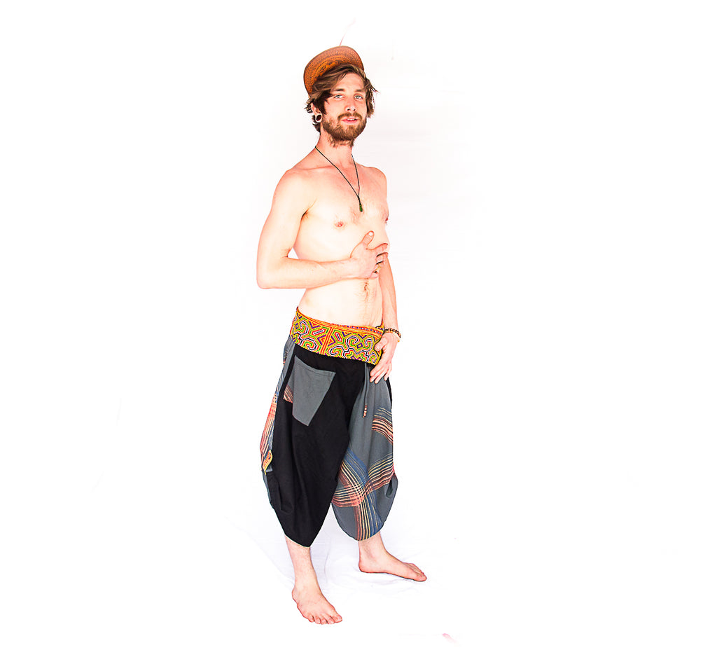 Samurai Fisherman Shorts in Ocean Swirl-The High Thai-The High Thai-Yoga Pants-Harem Pants-Hippie Clothing-San Diego