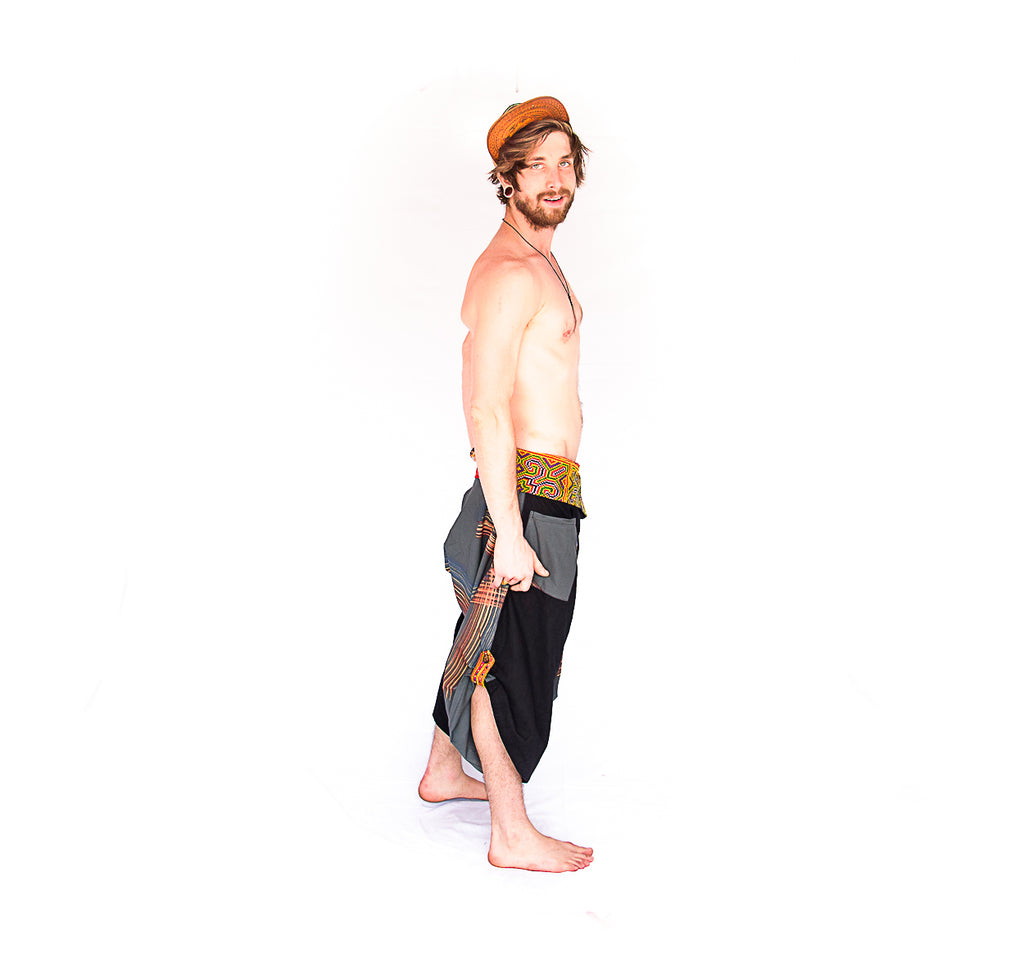 Samurai Fisherman Shorts in Ocean Swirl-The High Thai-The High Thai-Yoga Pants-Harem Pants-Hippie Clothing-San Diego