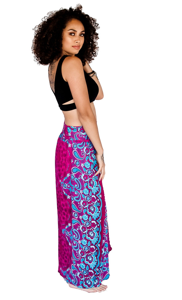 Flower Design Open Leg Pants in Pink-The High Thai-The High Thai-Yoga Pants-Harem Pants-Hippie Clothing-San Diego