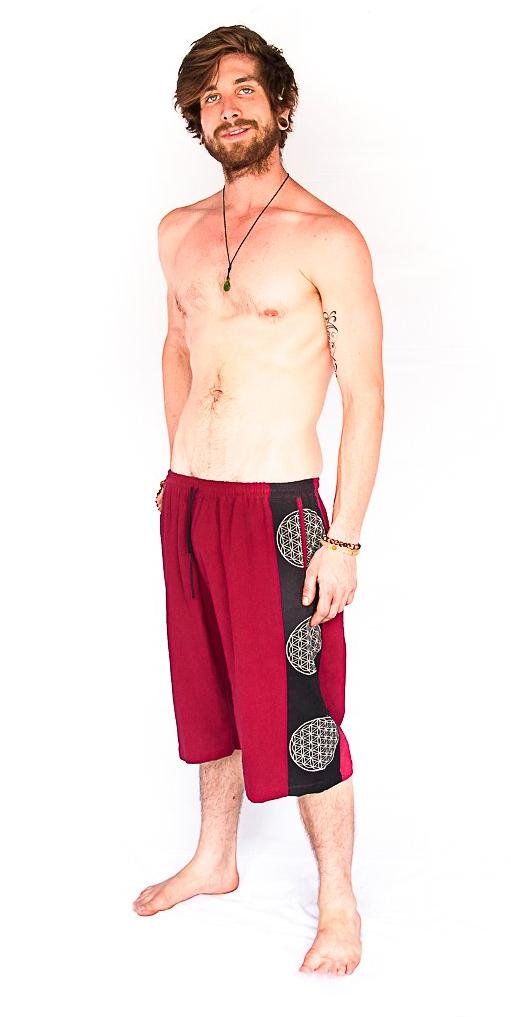 Flower of Life Lounge Shorts in Red-The High Thai-The High Thai-Yoga Pants-Harem Pants-Hippie Clothing-San Diego