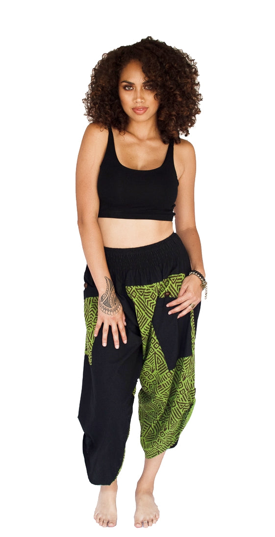 Women's Elastic Samurai Shorts in Lime Light-The High Thai-The High Thai-Yoga Pants-Harem Pants-Hippie Clothing-San Diego