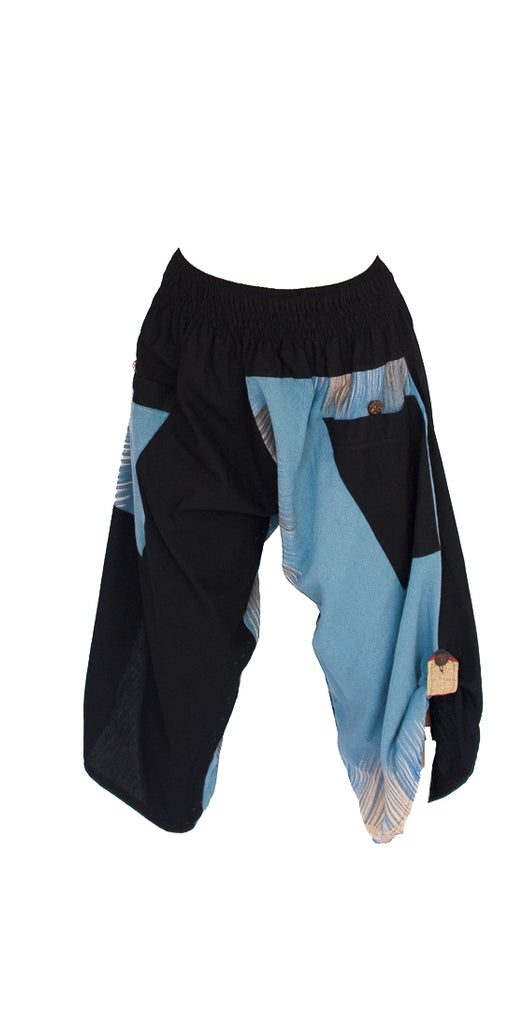Women's Elastic Samurai Shorts in Sky Blue-The High Thai-The High Thai-Yoga Pants-Harem Pants-Hippie Clothing-San Diego