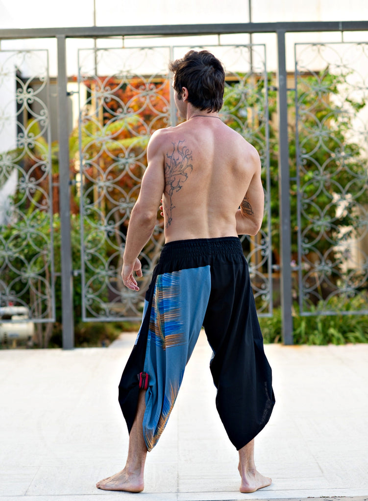 Samurai Elastic Shorts in Sky Blue-The High Thai-The High Thai-Yoga Pants-Harem Pants-Hippie Clothing-San Diego