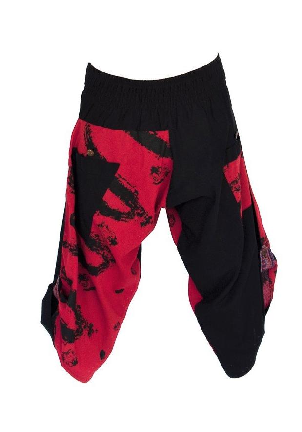Women's Elastic Samurai Shorts in Fire Red-The High Thai-The High Thai-Yoga Pants-Harem Pants-Hippie Clothing-San Diego