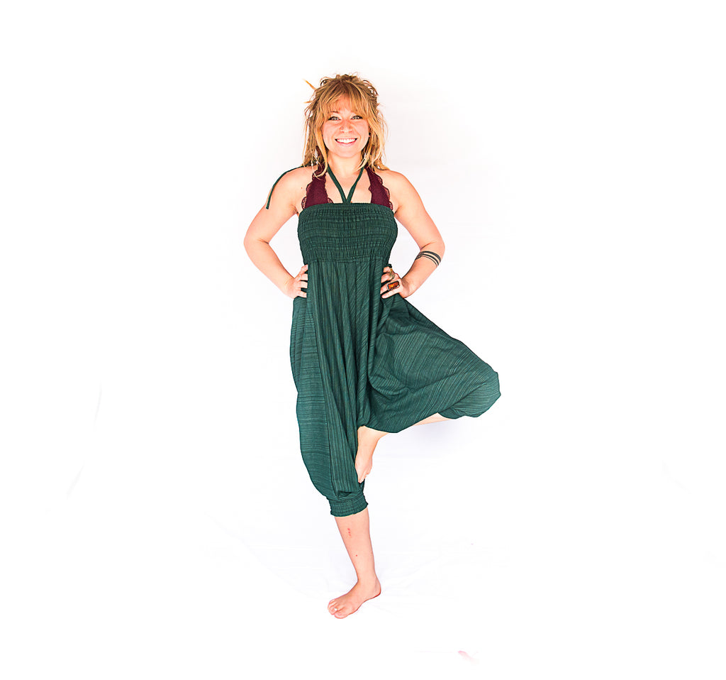 One Piece Jumper Pants in Static Green-The High Thai-The High Thai-Yoga Pants-Harem Pants-Hippie Clothing-San Diego