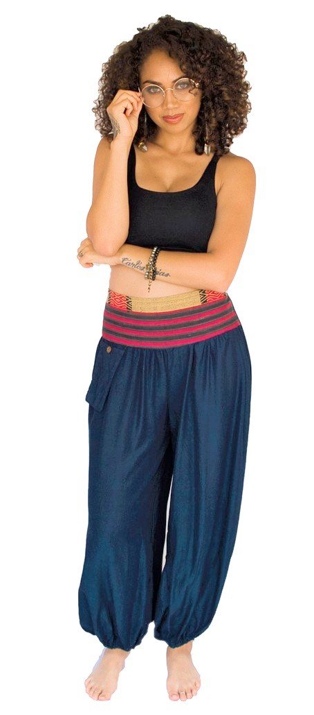 Women's Aladdin Pants in Navy Blue-The High Thai-The High Thai-Yoga Pants-Harem Pants-Hippie Clothing-San Diego