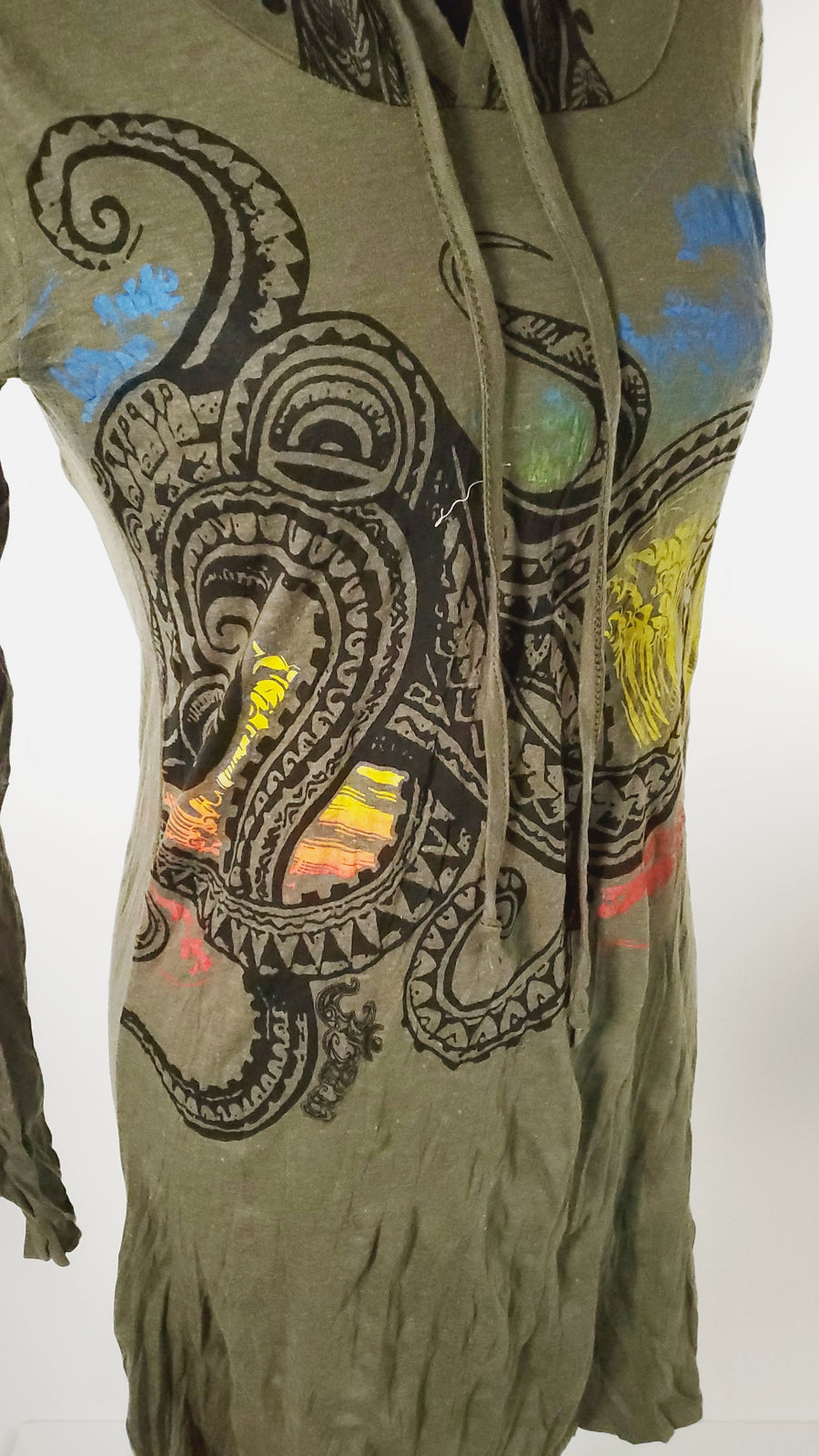Women's Multicolored Octopus Hoodie Dress-The High Thai-The High Thai-Yoga Pants-Harem Pants-Hippie Clothing-San Diego