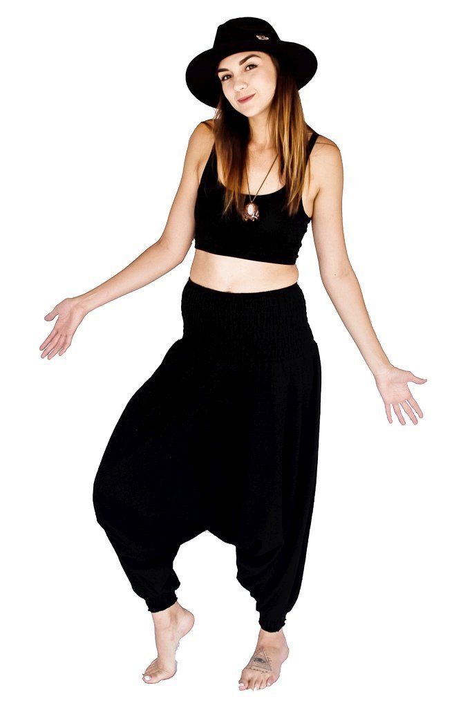 One Piece Jumper Pants in Midnight Black-The High Thai-The High Thai-Yoga Pants-Harem Pants-Hippie Clothing-San Diego