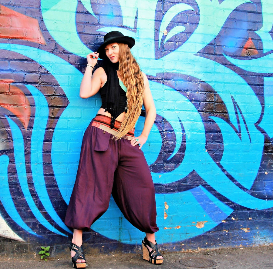 Women's Aladdin Pants in Royal Purple-The High Thai-The High Thai-Yoga Pants-Harem Pants-Hippie Clothing-San Diego